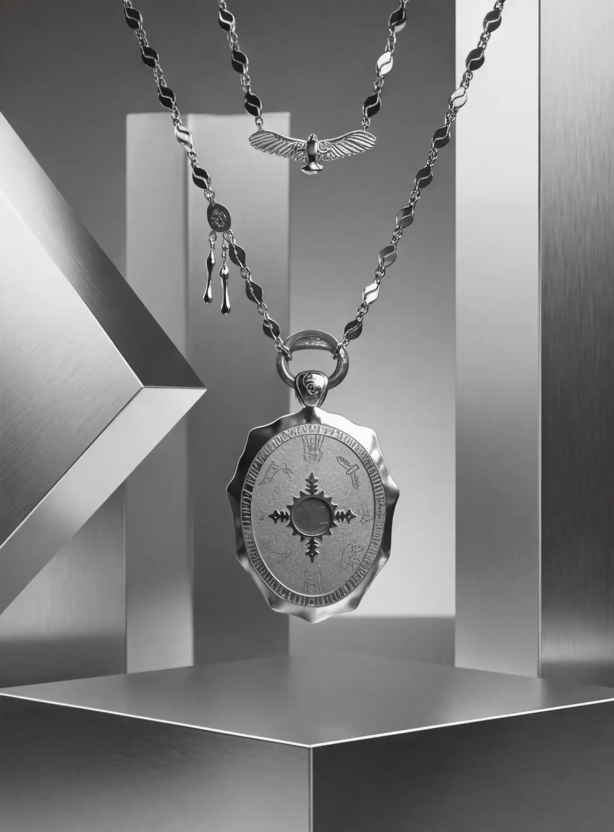 A rear view in geometric light gives the object archival gravity.