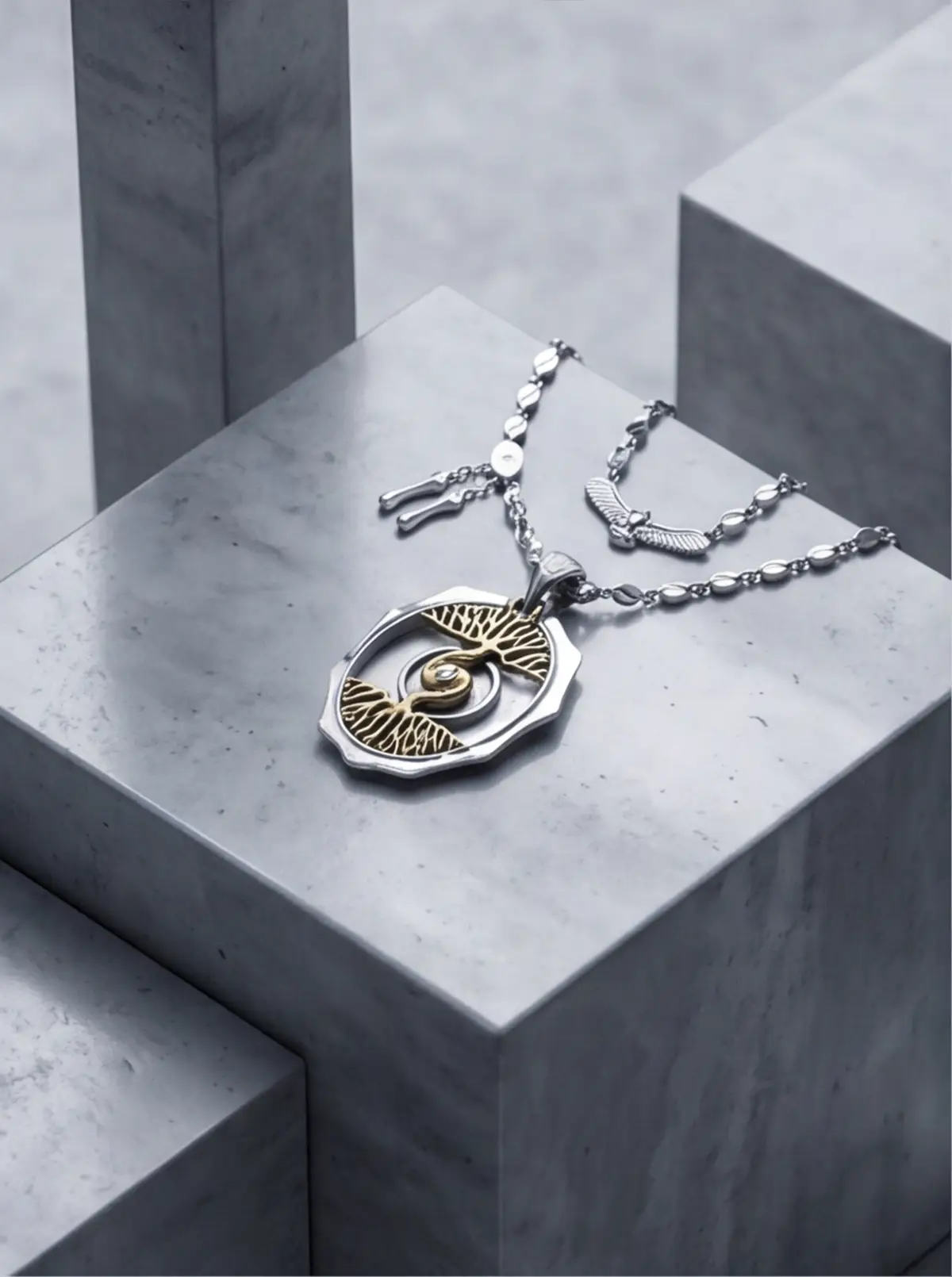 The stone-platform layout bridges material and craftsmanship.